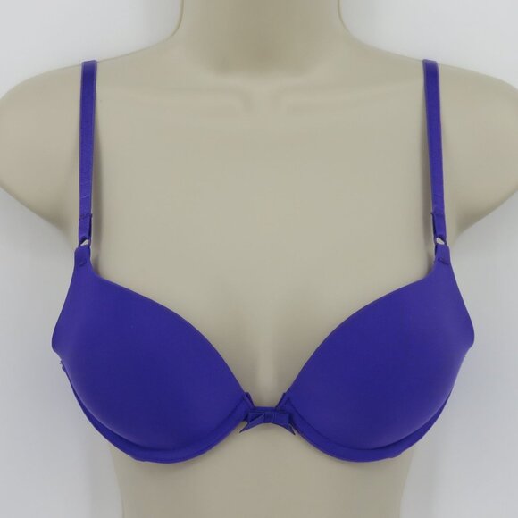 Victorias Secret 32B Push Up Bra Solid Purple Underwire Padded Bow Accent Sexy - Picture 14 of 14
